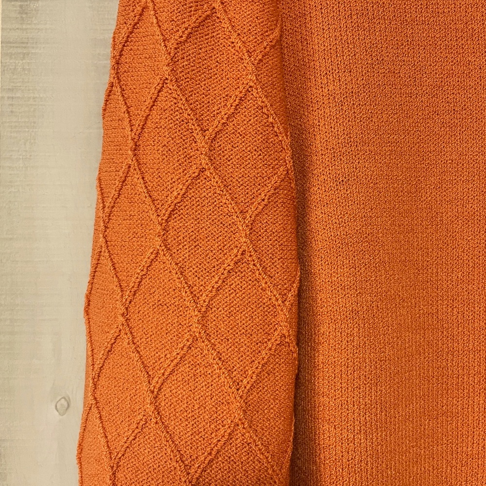 Vintage St. John Collection Orange Wool Blend Santana Knit Zip Up Sweater Sz 14 - Picture 8 of 9